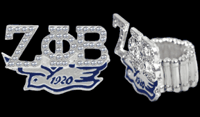 Zeta Phi Beta (ZPB) Stretchy Band Ring with Stones